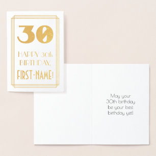Carte Dorée 30th Birthday : Art Deco Inspired Look "30" & Name
