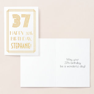 Carte Dorée 37e Anniversaire - Look inspiré de l'Art Déco "37"