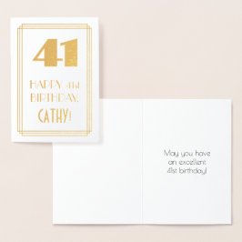 Carte Dorée 41e anniversaire : Art Déco Inspiré Look "41" & No