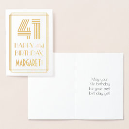 Carte Dorée 41e anniversaire - Art Déco Inspiré Look "41" & No