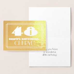 Carte Dorée 48e anniversaire : Nom + Art Déco Inspiré Look "48