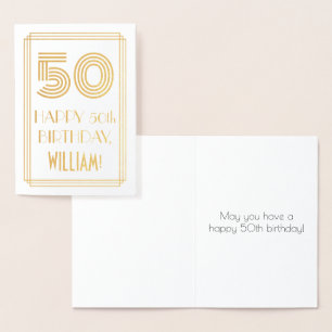 Carte Dorée 50e anniversaire - Art Déco Inspiré Look "50" & No