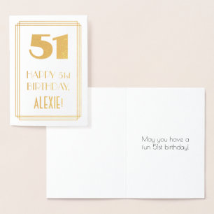 Carte Dorée 51e anniversaire : Art Déco Inspiré Look "51" & No