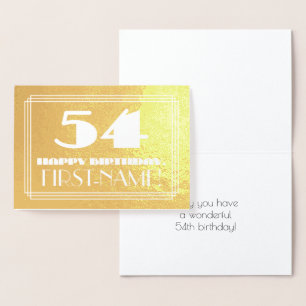 Carte Dorée 54e anniversaire : Nom + Art Déco Inspiré Look "54
