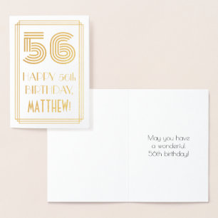 Carte Dorée 56e anniversaire - Apparence inspirée d'Art Déco "