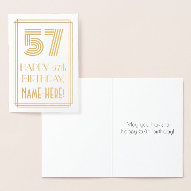 Carte Dorée 57e anniversaire - Art Déco Inspiré Look "57" & No (Affichage)