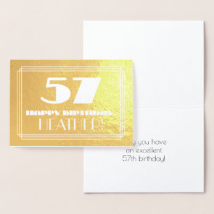 Carte Dorée 57ème anniversaire : Nom + Art Déco Inspiré Look "