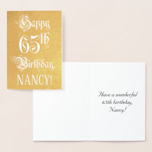 Carte Dorée 65th Birthday: Elegant, Ornate Script; Custom Name
