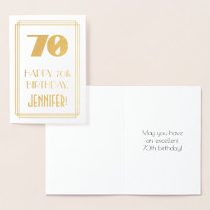 Carte Dorée 70e anniversaire : Art Déco Inspiré Look "70" & No