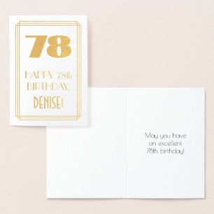 Carte Dorée 78e anniversaire : Art Déco Inspiré Look "78" & No