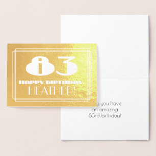 Carte Dorée 83ème anniversaire : Nom + Art Déco Inspiré Look "