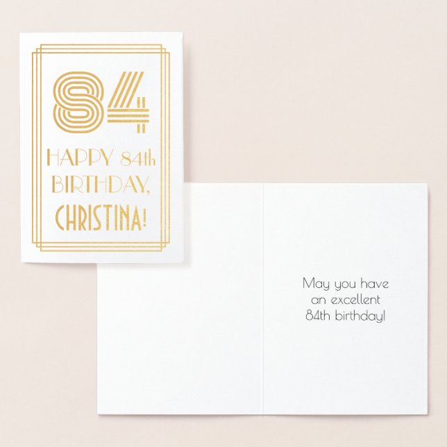 Carte Dorée 84e anniversaire - Art Déco Inspiré Look "84" & No (Affichage)