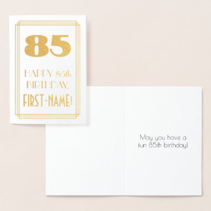 Carte Dorée 85e anniversaire : Art Déco Inspiré Look "85" & No