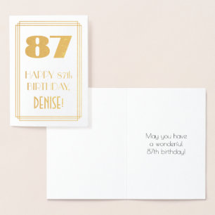 Carte Dorée 87e anniversaire : Art Déco Inspiré Look "87" & No
