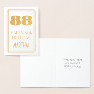 Carte Dorée 88e Anniversaire : Vue inspirée d'Art Déco "88" & 