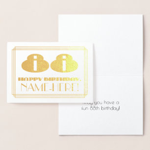 Carte Dorée 88ème anniversaire ; nom + Art Déco Inspiré Look "