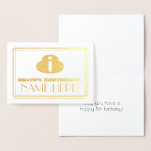 Carte Dorée 8e anniversaire ; nom + Art Déco Inspiré Look "8"