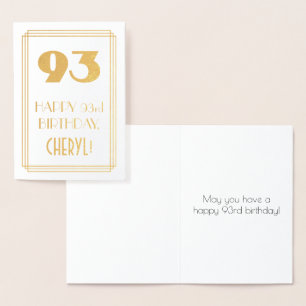 Carte Dorée 93e anniversaire : Art Déco Inspiré Look "93" & No