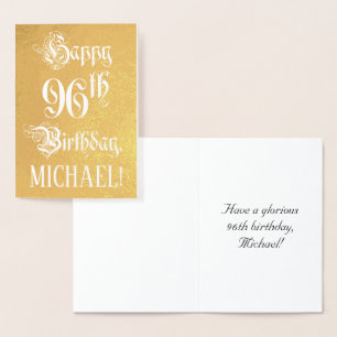 Carte Dorée 96th Birthday: Elegant, Ornate Script; Custom Name
