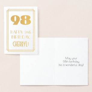 Carte Dorée 98e anniversaire : Art Déco Inspiré Look "98" & No
