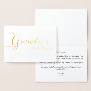 Carte Dorée À ma grand-mère le jour de mon mariage Écriture él