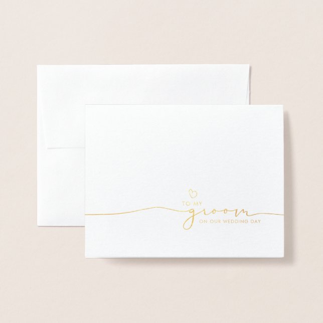 Carte Dorée À Ma Salle Le Jour Du Mariage Mignonne Message (Devant avec enveloppe)