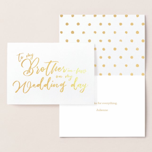 Carte Dorée À mon beau-frère le jour de mon mariage (Affichage)