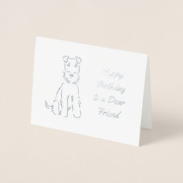 Carte Dorée Adorable Airedale Terrier Croquis sur personnalisa