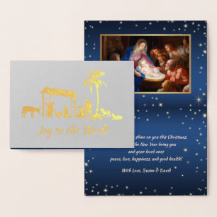 Carte Dorée Adoration des bergers. Le luxe de Noël réel