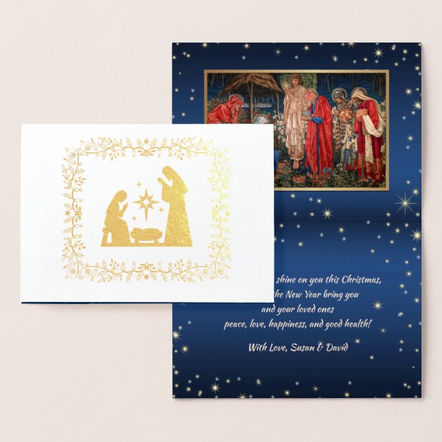 Carte Dorée Adoration des Mages. Luxe de Noël (Affichage)