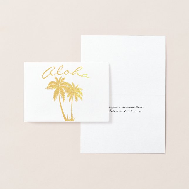 Carte Dorée Aloha Tropical Beach Party Anniversaire Merci (Affichage)