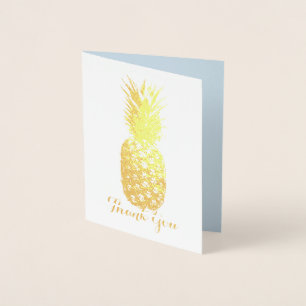 Carte Dorée Aloha Tropical Hawaiian Gold Pineappy Merci