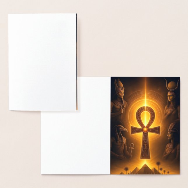 Carte Dorée Ancient Egyptian Postcard | Pharaonic Art Design b (Affichage)