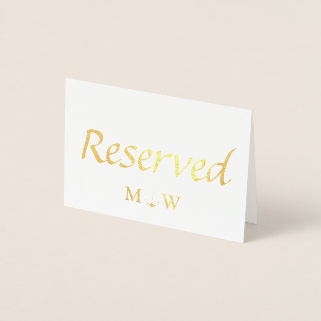 Carte Dorée Ancre nautique Réservé Mariage Table place or (Devant)