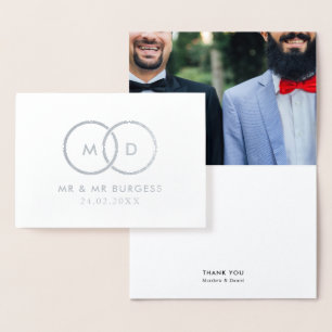 Carte Dorée Anneaux modernes Mariage Gay Merci photo personnal