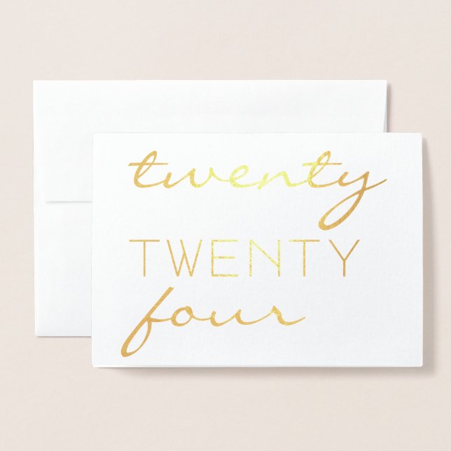 Carte Dorée Année personnalisée 2024 Typographie moderne Chic  (Devant avec enveloppe)