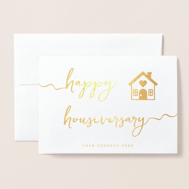 Carte Dorée Anniversaire professionnel Gold Home Immobilier (Devant avec enveloppe)