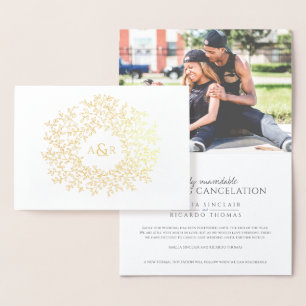 Carte Dorée Annonce d'annulation de mariage au monogramme de f