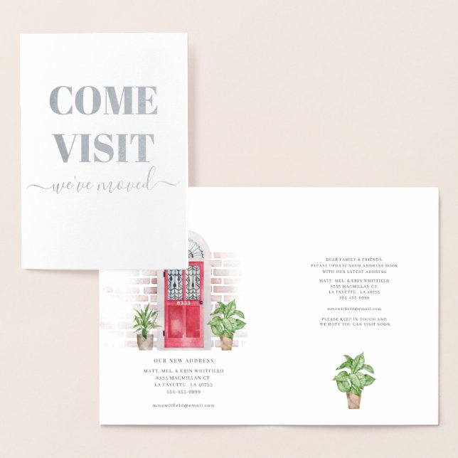 Carte Dorée Aquarelle déplacée Porte rouge Adresse de déplacem (Affichage)