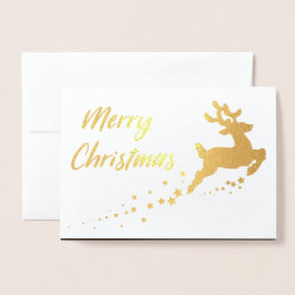 Carte Dorée Arbre de Noël doré avec rennes