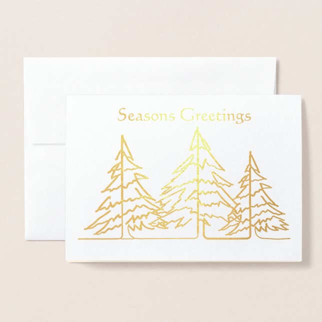 Carte Dorée Arbre de Noël graphique Art Déco Photo Noël  (Devant avec enveloppe)