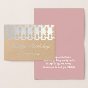 Carte Dorée Arbre de Noël moderne Anniversaire géométrique