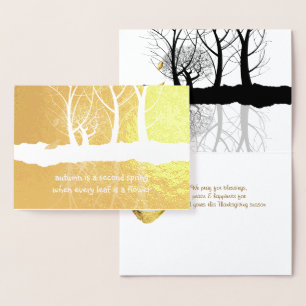 Carte Dorée Arbres d'automne à l'huile d'or en Thanksgiving de