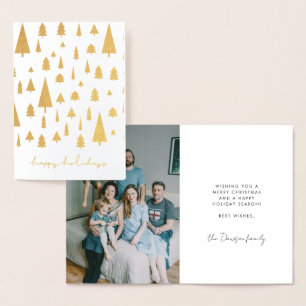 Carte Dorée Arbres de Noël Abstraits motif Joyeux Fêtes
