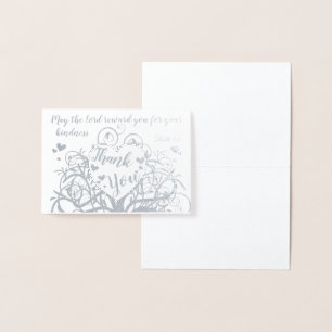 Carte Dorée Argent Foil Swirl Arbre Merci Bible Verse