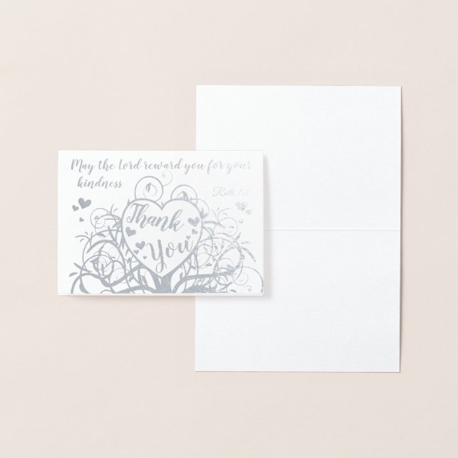 Carte Dorée Argent Foil Swirl Arbre Merci Bible Verse (Affichage)