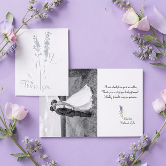 Carte Dorée argent lavande -ajouter photo de mariage