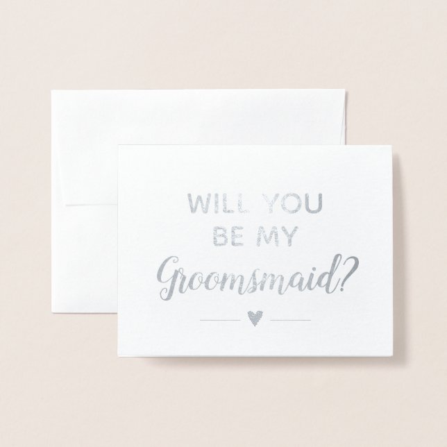 Carte Dorée Argent Moderne Serez-Vous Ma Proposition Groomsmai (Devant avec enveloppe)