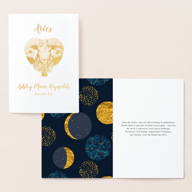 Carte Dorée Astrologie Aries | Signe zodiaque personnalisé (Affichage)