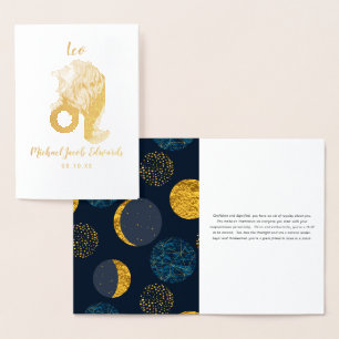 Carte Dorée Astrologie de Leo   Signe zodiaque personnalisé